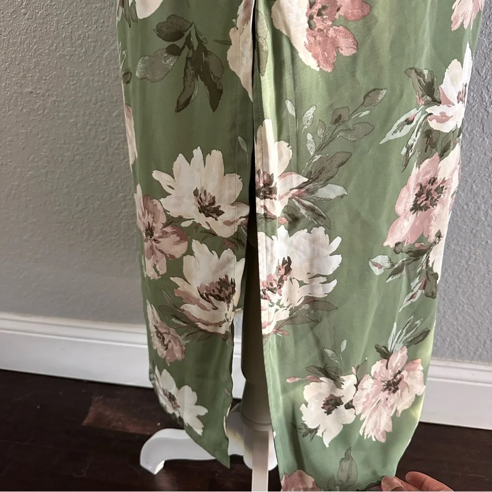 Abercrombie & Fitch Olive Floral Maxi Dress | Size S | Spaghetti Straps - Picture 4 of 6
